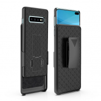 Műanyag tok derékszíj csipesszel Samsung Galaxy S10 Plus - fekete
