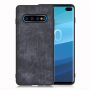 Védő műbőr tok farmer textúrával Samsung Galaxy S10 Plus - sötétkék