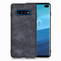 Védő műbőr tok farmer textúrával Samsung Galaxy S10 Plus - sötétkék