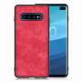 Védő műbőr tok farmer textúrával Samsung Galaxy S10 Plus - piros