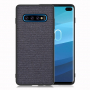 Védő műbőr tok farmer textúrával Samsung Galaxy S10 Plus - sötétkék