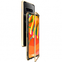 Luphie tok mágneses kerettel és edzett üveggel Samsung Galaxy S10 - arany