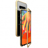 Luphie tok mágneses kerettel és edzett üveggel Samsung Galaxy S10 Plus - arany
