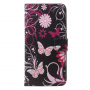 Flip cover tok - lepkék - Huawei P20 Pro - rózsaszín-barna
