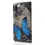 Flip cover tok - kék lepke - Huawei P20 Lite - szürke