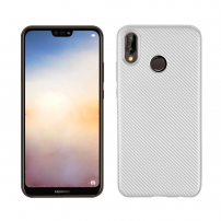 Műanyag tok karbon textúrával Huawei P20 Lite - ezüst