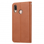 Bőr flip cover tok Huawei P20 Lite - barna