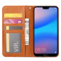Bőr flip cover tok Huawei P20 Lite - barna