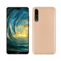 Műanyag tok karbon textúrával Huawei P20 Pro - arany