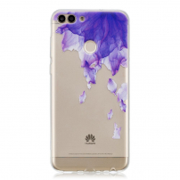 Műanyag tok - kék virágszirmok - Huawei P smart - transzparens