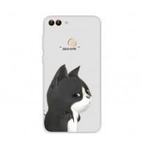 Műanyag tok - macska - Huawei P Smart - fekete-fehér