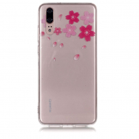 Műanyag tok - rózsaszín virágok - Huawei P20 - transzparens