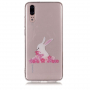 Műanyag tok - nyuszi és virágok - Huawei P20 - transzparens