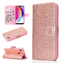 Csillámló flip cover tok Huawei P20 Lite - rózsaszín-arany