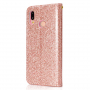 Csillámló flip cover tok Huawei P20 Lite - rózsaszín-arany