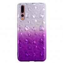 Műanyag tok - szívecskék - Huawei P20 Pro - lila