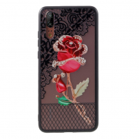 Műanyag dombornyomott tok - rózsa - Huawei P20 - transzparens