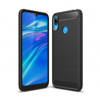 Műanyag tok csiszolt textúrával Huawei Y7 (2019) - fekete