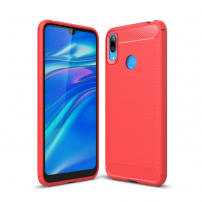 Műanyag tok csiszolt textúrával Huawei Y7 (2019) - piros
