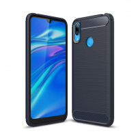 Műanyag tok csiszolt textúrával Huawei Y7 (2019) - sötétkék