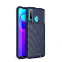 Műanyag tok karbon textúrával Huawei P30 Lite - sötétkék