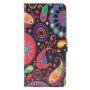 Flip cover tok - absztrakt virágok - Huawei P30 Lite - színes