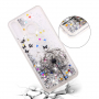 Műanyag tok mozgó flitterekkel - pitypang - Huawei P30 Lite - ezüst