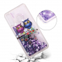 Műanyag tok mozgó flitterekkel - baglyok - Huawei P30 Lite - lila