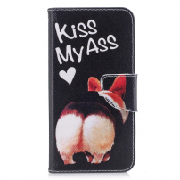 Flip cover tok - Kiss my ass - Huawei P10 Lite - fekete