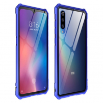 Tok fém kerettel és edzett üveggel Xiaomi Mi 9 - kék
