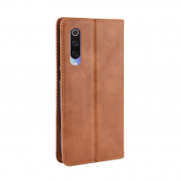 Flip cover műbőr tok - vintage - Xiaomi Mi 9 - barna