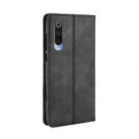 Flip cover műbőr tok - vintage - Xiaomi Mi 9 - fekete